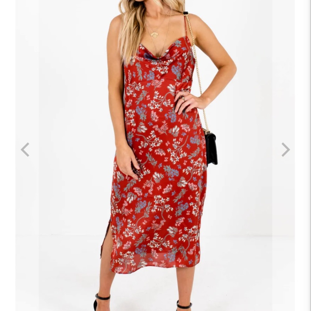 Forever 21 Draped Collar Floral Midi Sleeveless Dress Size Small - Picture 7 of 17